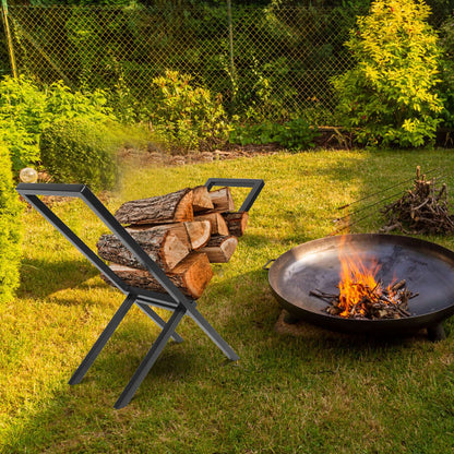 1Pc Firewood Log Rack 220LBS Steel Wood Lumber Storage