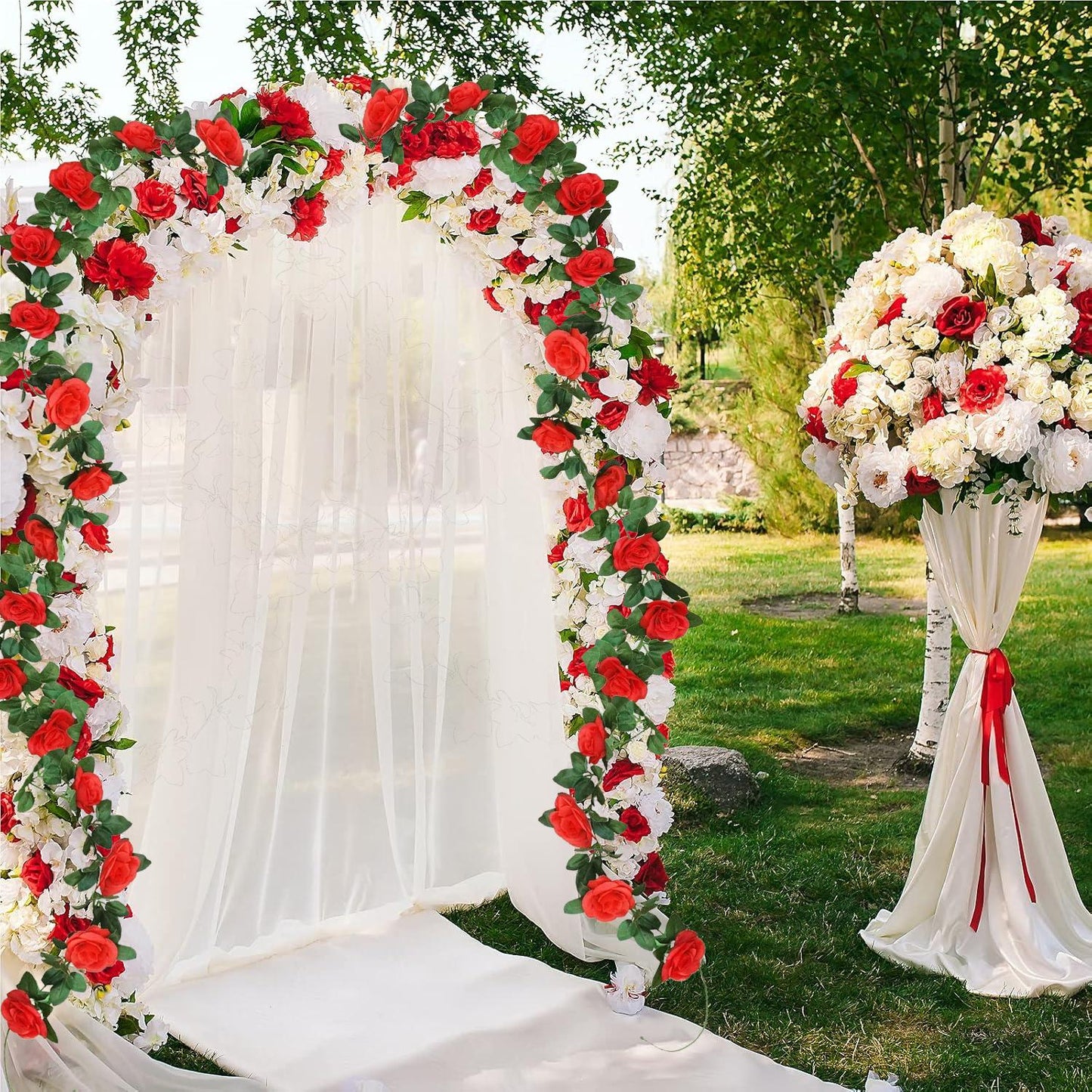 2 Artificial Rose Vine Flowers 16 FT Hanging Garland