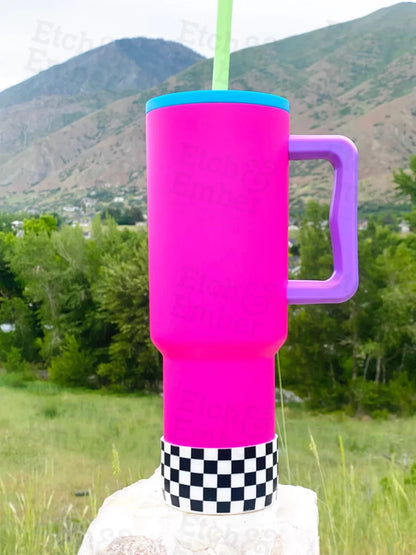 Black & White Checkers Tumbler Boot -fits 20-40oz