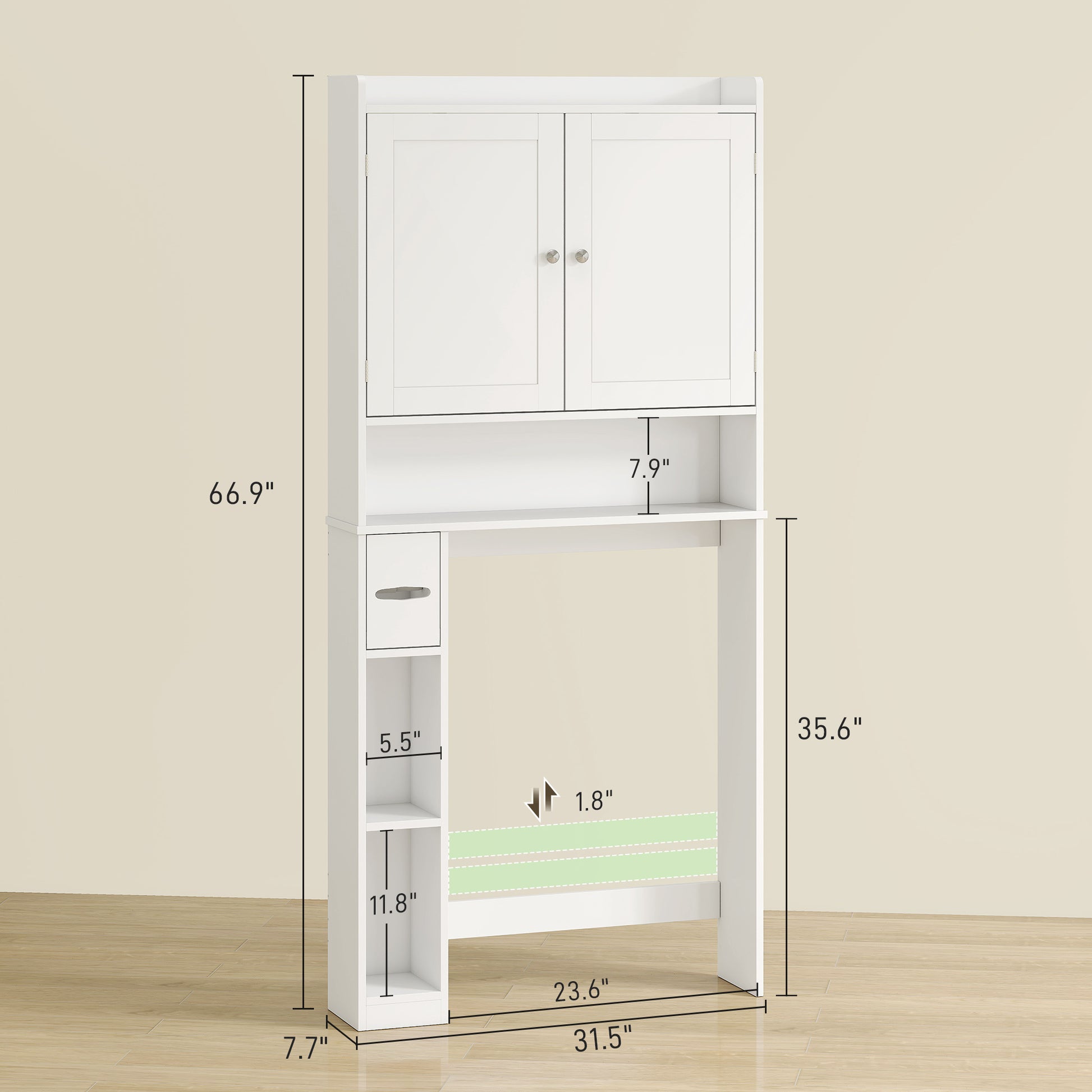 Modern Over The Toilet Storage Cabinet With 2 Doors - Patrian Supply Co.