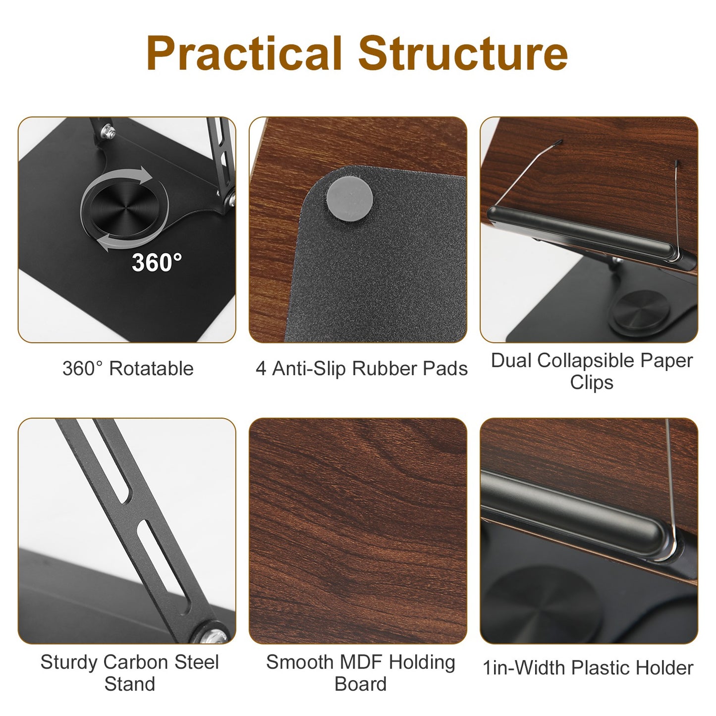 Book Stand for Reading Foldable Wood Book Holder