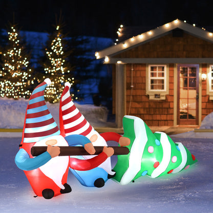 7 FT Lighted Christmas Inflatable Decoration, Inflatable Gnomes Pulling Christmas Tree - Patrian Supply Co.