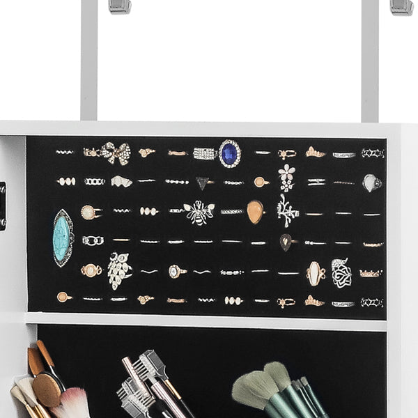 Full Mirror Wall Hanging, 4 Layers Of Storage, 3 Storage Boxes, Wooden Stickers