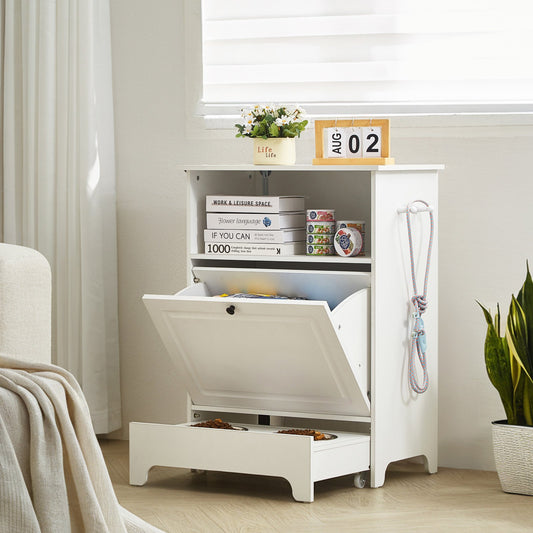 VEVOR Pet Feeding Station W 2 Elevated Dog Bowls Dog Food & Toy Storage Cabinet