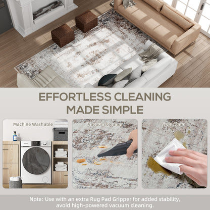 8x10 Boho Area Rug, Machine Washable Carpet