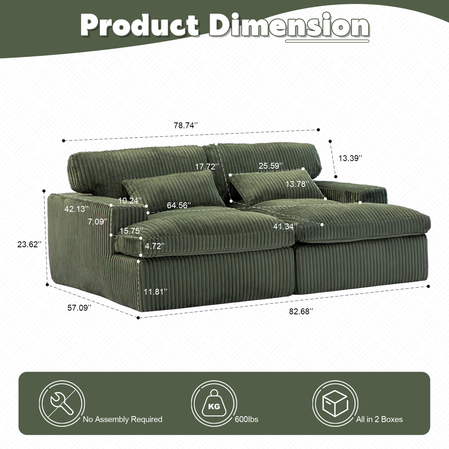 Indoor double chaise lounge chair featuring an oversized upholstered sleeper cloud couch with deep seats