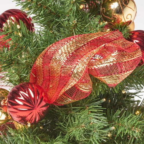 Gold Decorated Linen Tree With 50 Warm White LED Lights - Battery Operated - Patrian Supply Co.