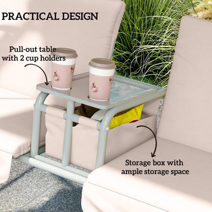 2-Seater Outdoor Porch Swing with Canopy and Table