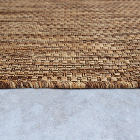 Solid Outdoor Rug for Patio or Balcony weatherproof in Mottled Brown Beige